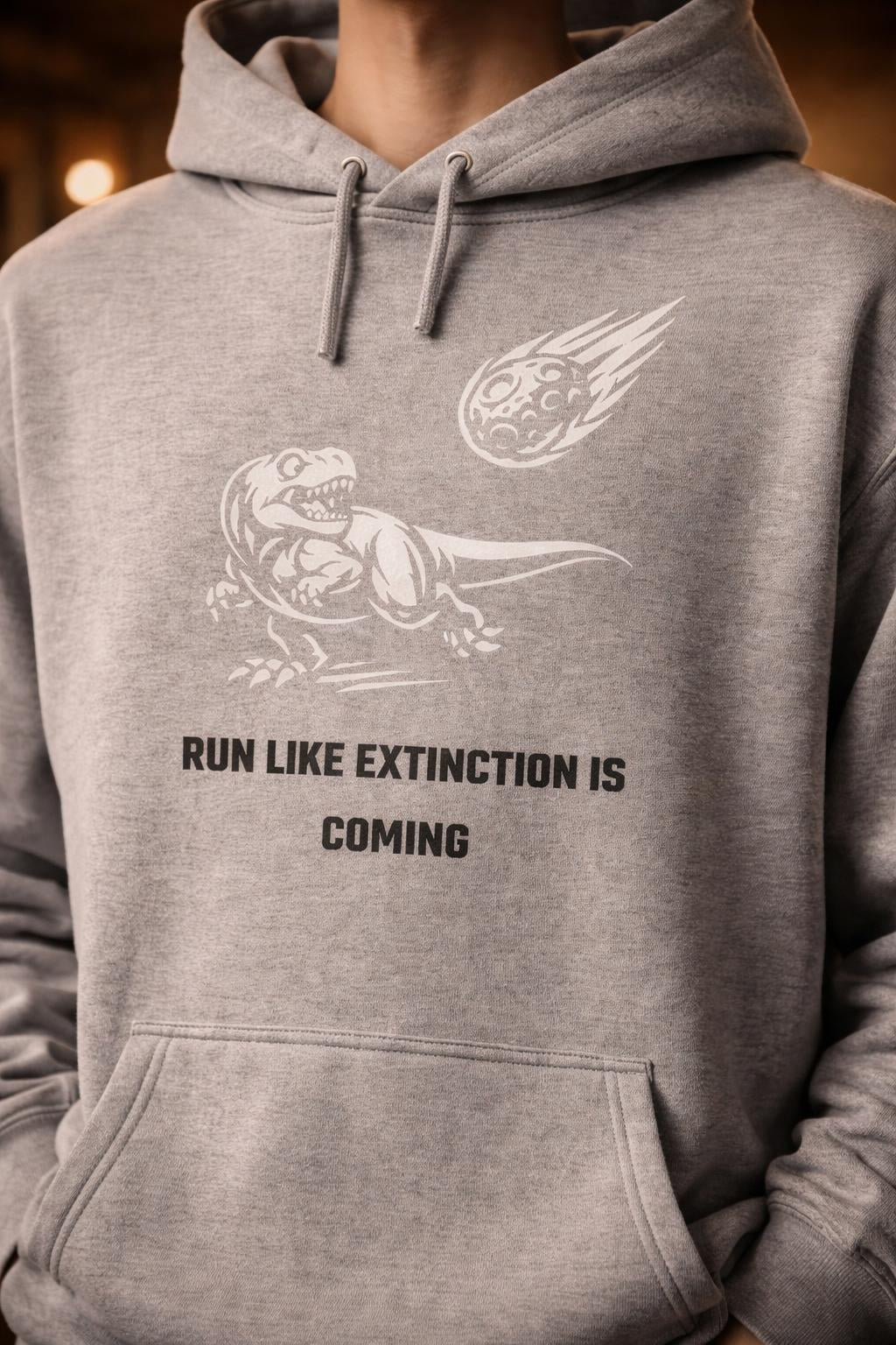 Detail shot of Cardio Extinction Oversized Hoodie - Anti-Cardio Gym Sweatshirt